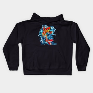 Koi Fish on a Waterfall Kids Hoodie